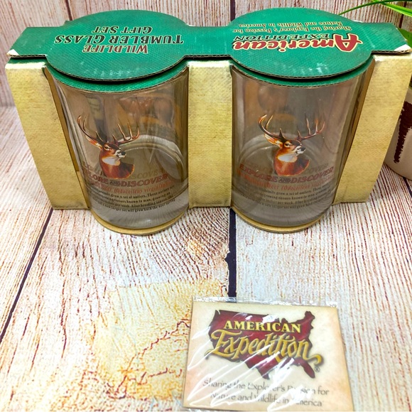 American Expedition Tumbler Glass Gift Set Wildlife Whitetail Majestic Deer - Picture 7 of 12